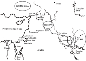 Rough map of Abraham's Ur plus the general locations of the Chedorlaomer alliance (click to enlarge)