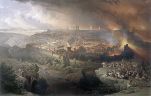 The destruction of Jerusalem by the Romans in 70AD -- a painting by David Roberts (1796-1849)